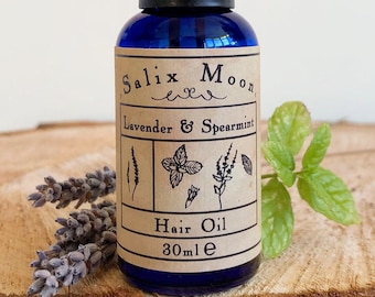 Botanical Hair and Scalp Oil - Argan Oil, Jojoba & Grapeseed with Lavender and Spearmint Essential Oil - Salix Moon Apothecary