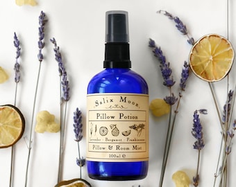 Potion en coussin lavande, encens et bergamote | Spray apaisant pour le sommeil | Brume d'ambiance - Salix Moon apothicaire