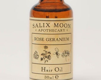 Botanical Hair and Scalp Oil: Argan, Jojoba, Rose Geranium - 30ml