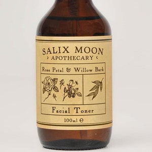 Rose Water Facial Toner: Willow Bark, Natural Salicylic Acid (100ml)