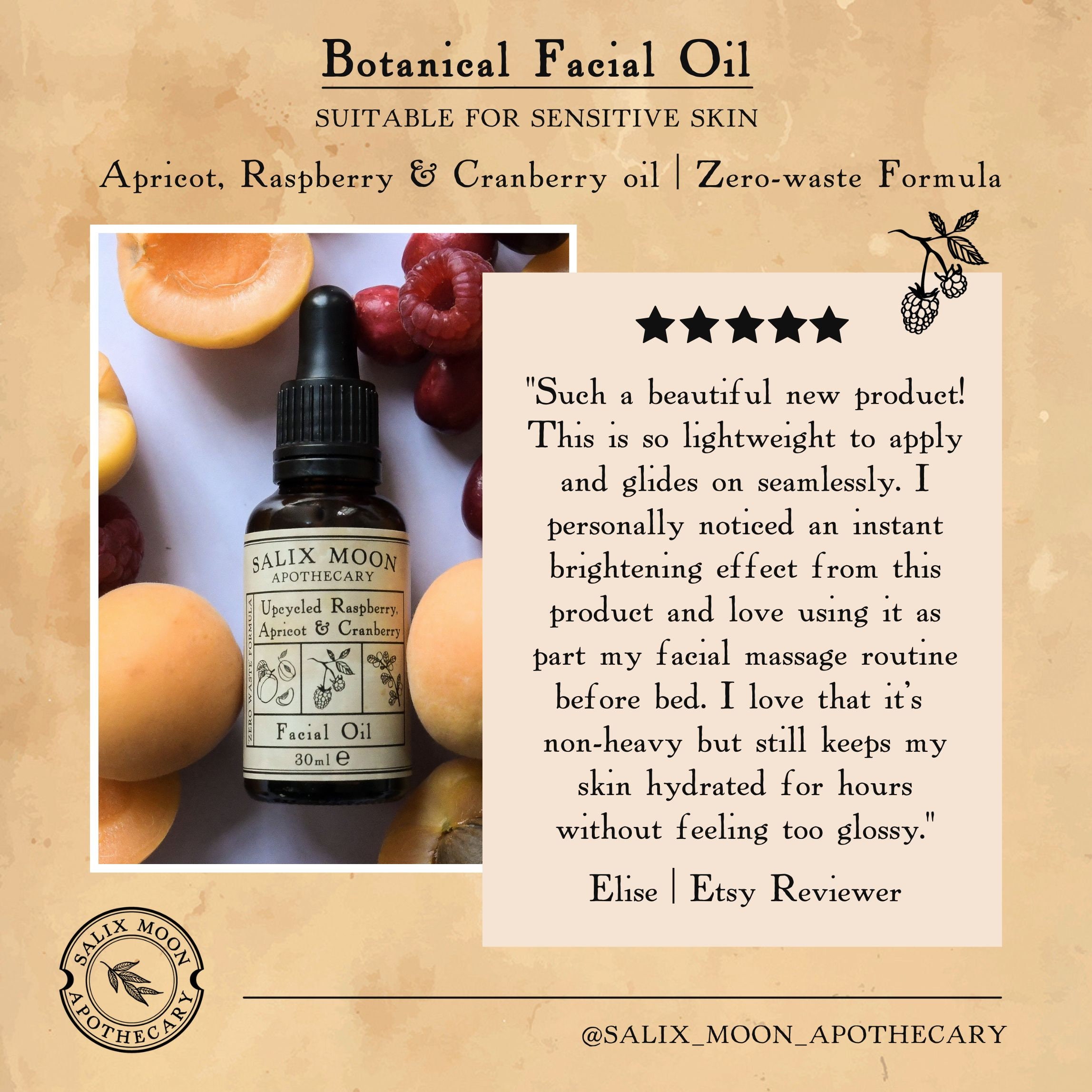 Botanical Facial Oil Organic Rosehip Oil Organic Apricot Oil With Ylang  Ylang Essential Oil RESTORATIVE Salix Moon Apothecary -  Israel