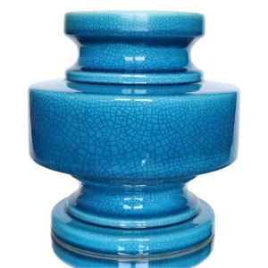 Large Ceramic Vase in Turquoise, Cracked Glaze Optics