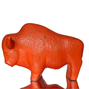 Large RUSCHA Bison Figurine with Orange Vulkan Glaze, 1960s - MODIFIED to a Money Bank