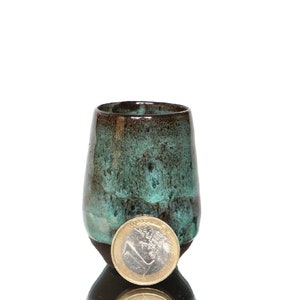 Miniature Ceramic Vase in Green & Brown