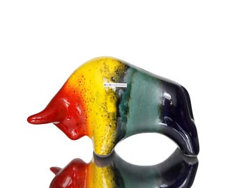 Ceramic Bull Figurine - Rainbow Design - OTTO KERAMIK