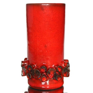 Red CERAMANO Ceralux Vase, Form 103, Hans Welling Design