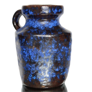 Blue-Brown Ceramic Vase with Handle