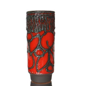 STREHLA Vase en céramique rouge et gris - Poterie RDA