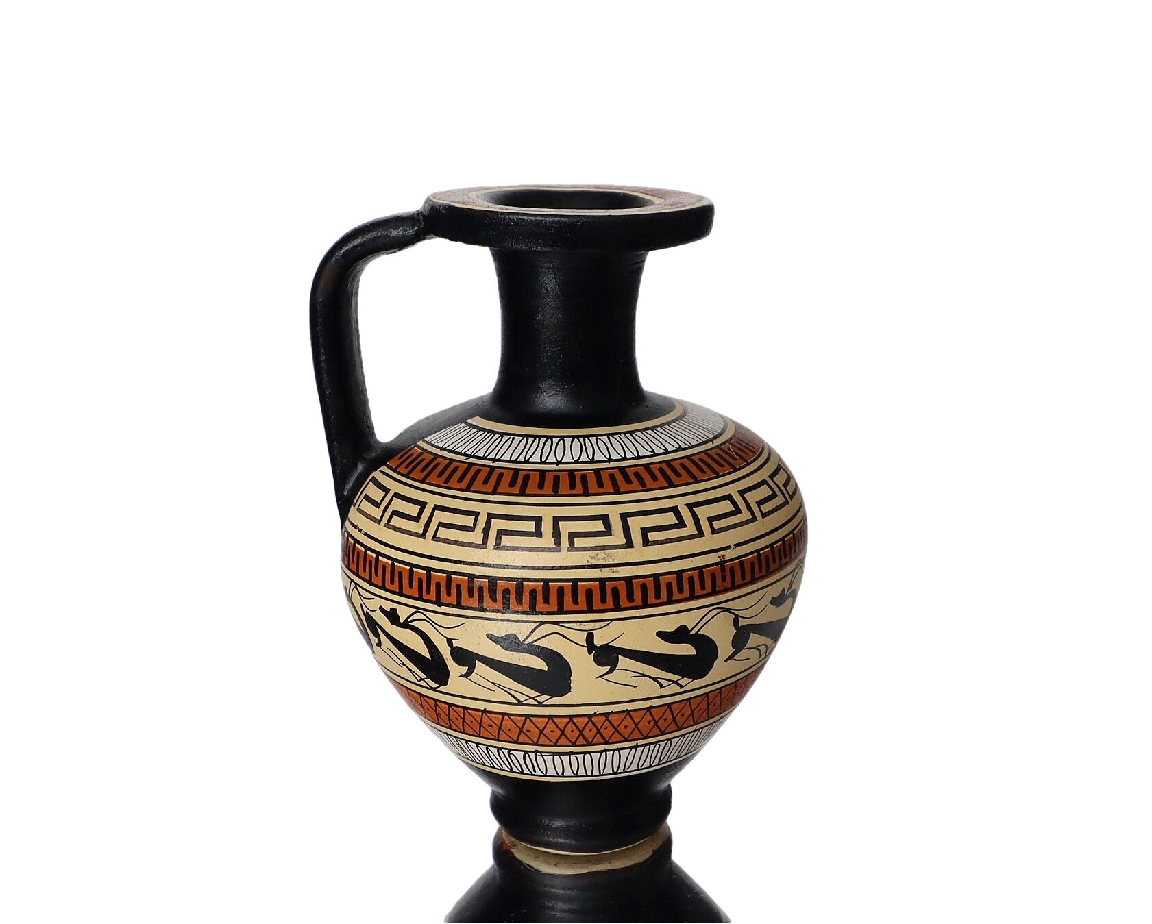 博物館のレプリカ - 小さな古代ギリシャの陶器の花瓶、手描き
