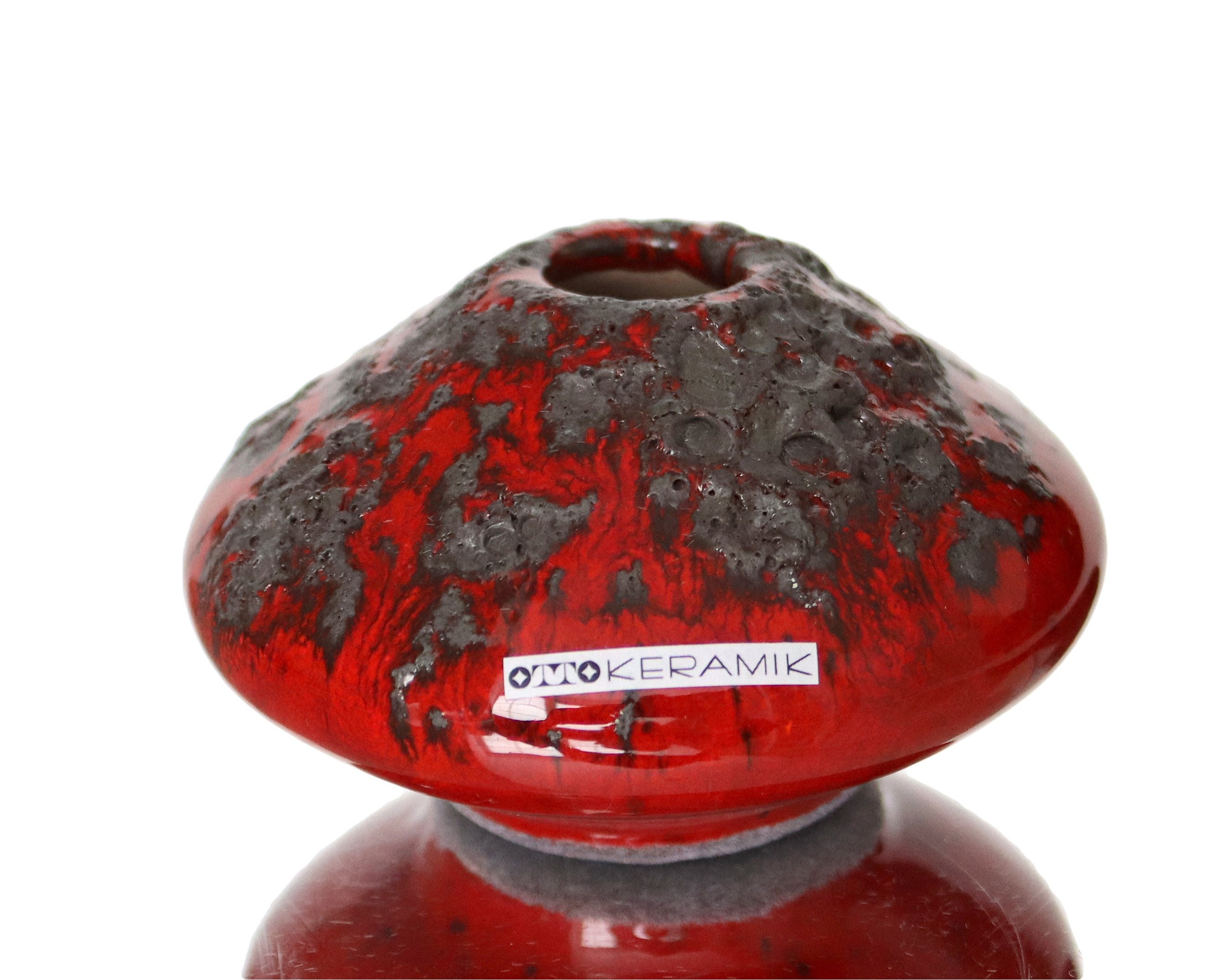 Small Ceramic Vase in Red With Crusty Lava Glaze - OTTO KERAMIK - Etsy