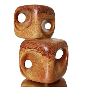 BERTONCELLO Ceramic Vase, Large Double Cube Design by Roberto Rigon, Italy