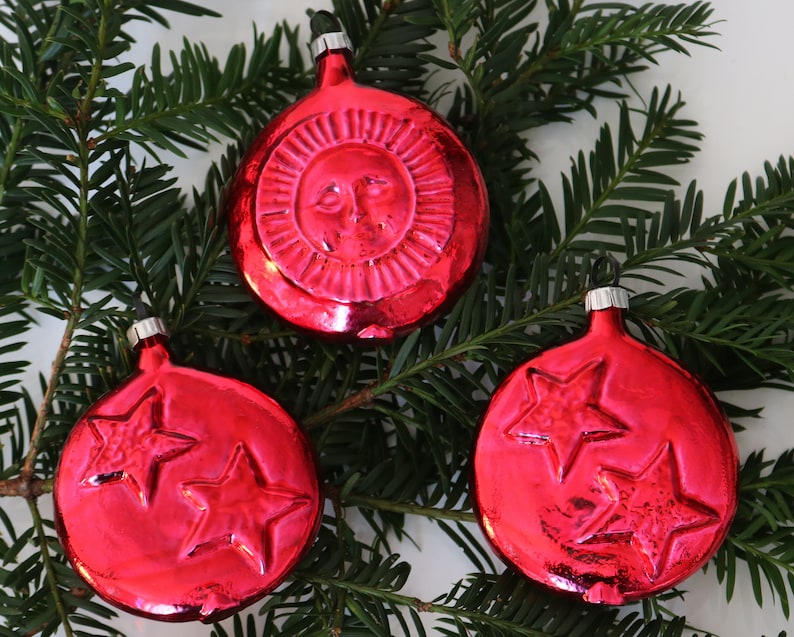 1x LAUSCHA Glass Christmas Tree Ornaments Sun & Stars Thaler Etsy