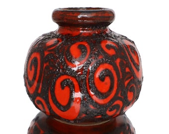 SCHEURICH Ceramic Vase in Red & Black, Model 284-15, West German Pottery
