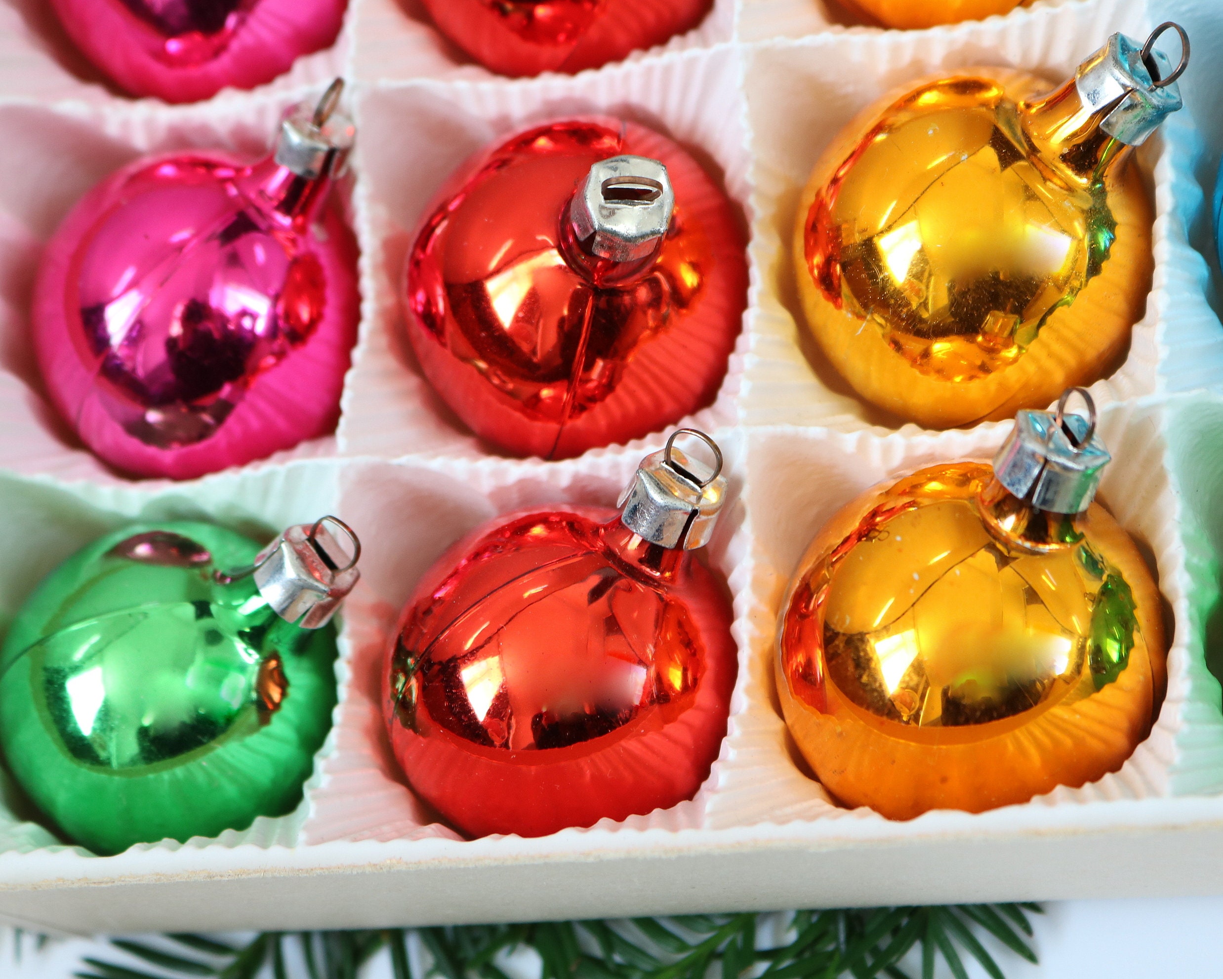 12x Small Christmas Tree Ornaments Baubles in Original Box Etsy