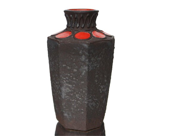 陶芸 赤土色と黒釉の花瓶 陶芸 赤土色と黒釉の花瓶