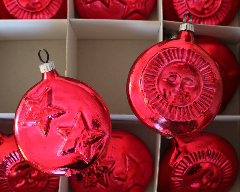 1x LAUSCHA Glass Christmas Tree Ornaments Sun & Stars Thaler Etsy