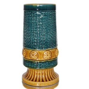 BAY Relief Vase in Turquoise & Brown, Model 88-20 - Designs by Bodo Mans