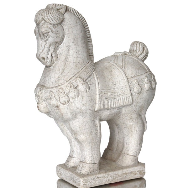 Grande figurine / sculpture de cheval Tang - Lourde