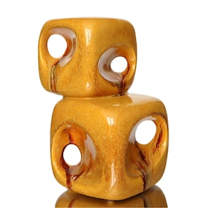 BERTONCELLO Ceramic Vase, Large Double Cube Design by Roberto Rigon, Italy