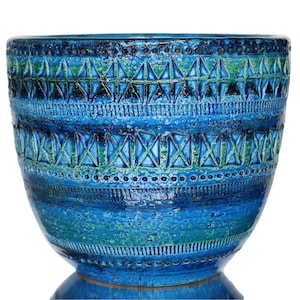 Large Ceramic Planter - BITOSSI - Rimini Blue 701/17, Aldo Londi Design, Italy