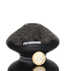Small Ceramic Vase in Matte Black with Crusty Lava Glaze - OTTO KERAMIK
