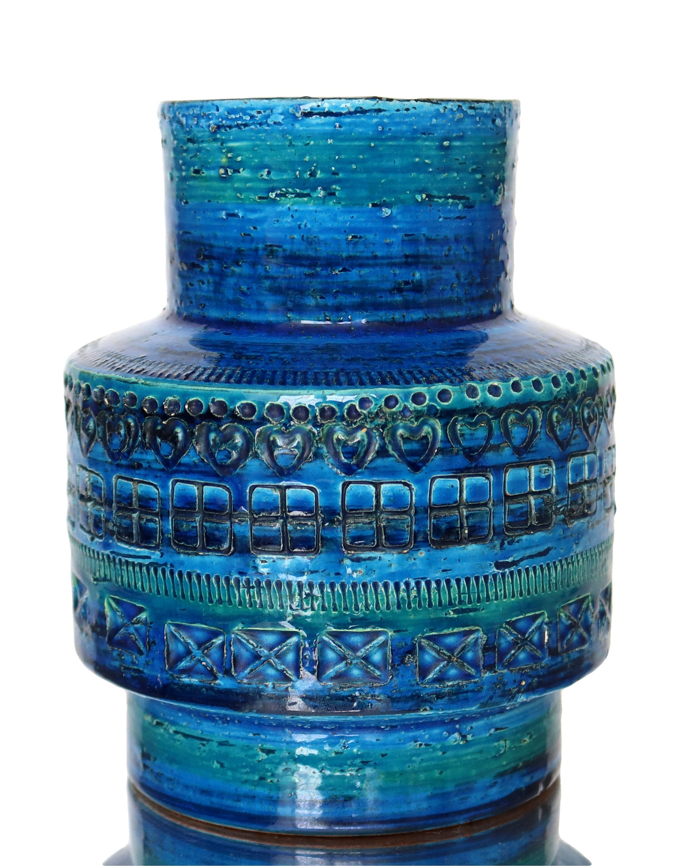 BITOSSI Ceramic Vase in Rimini Blue 712 Aldo Londi Design, Italy