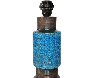 BITOSSI Ceramic Table Lamp Base in Blue & Brown, Italy