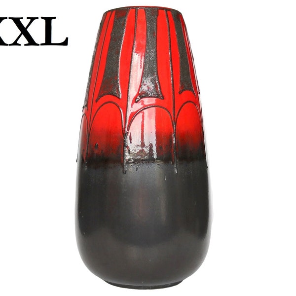 XXL Red FOHR Floor Vase with Fat Lava Glaze 46cm 321-45