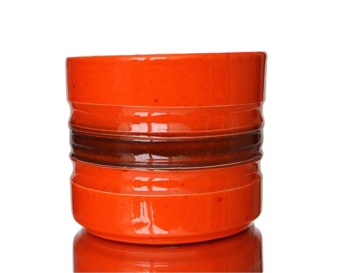 小さなオレンジ色のセラミックプランター - カシュポット - 植木鉢