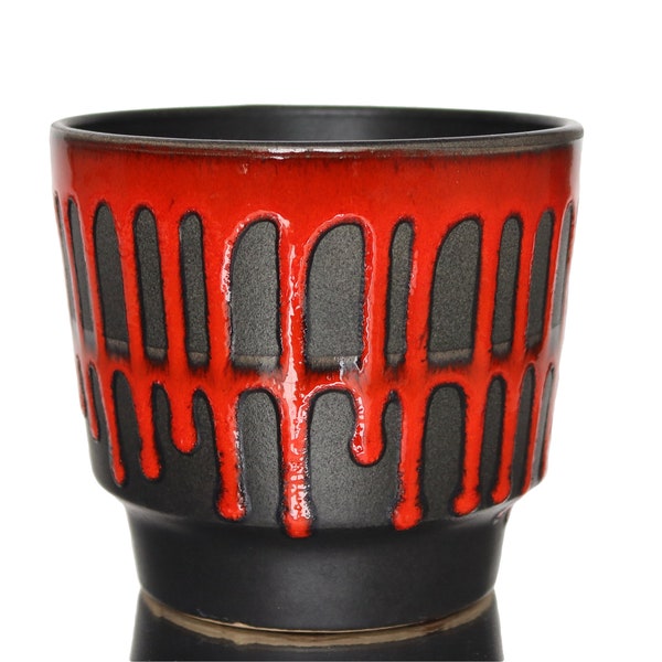 Small Ceramic Planter with Drippy Red Glaze, FOHR - Cachepot | West Germany Pottery