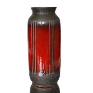 Mid-Century Modern Carstens Tönnieshof Ceramic Vase – Red & Grey Lava Glaze
