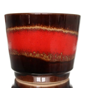 SCHEURICH Ceramic Planter in Red & Brown | West German Pottery