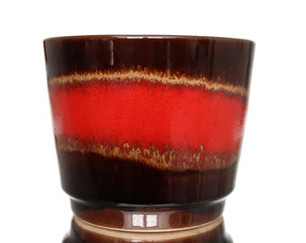 SCHEURICH Ceramic Planter in Red & Brown | West German Pottery