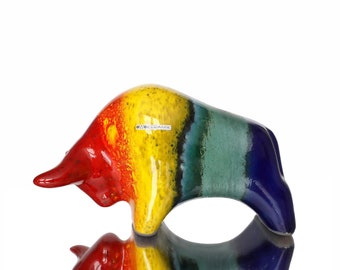 Ceramic Bull Figurine - Rainbow Design - OTTO KERAMIK