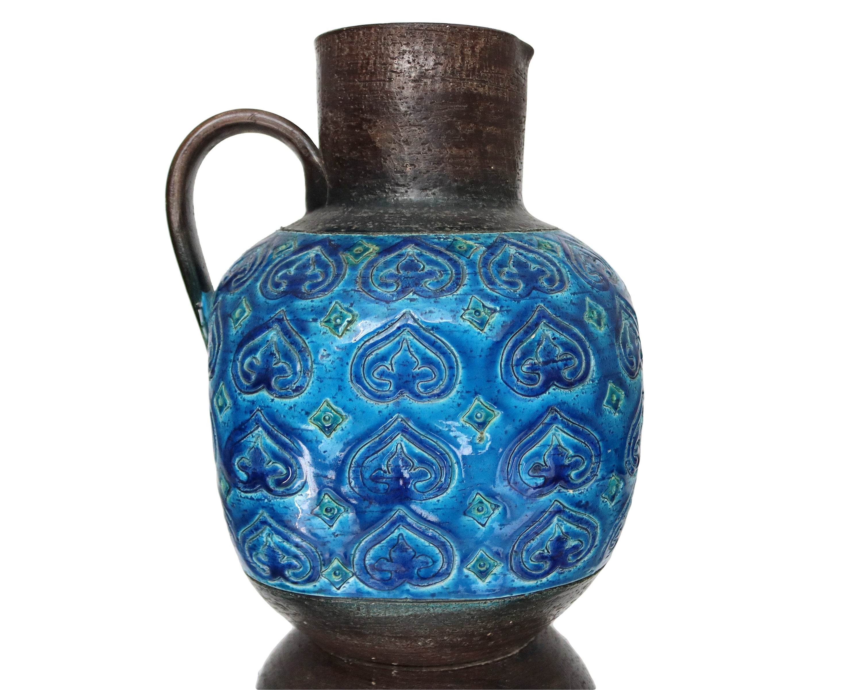 Large BITOSSI Ceramic Vase in Rimini Blue, Moresco Pattern, Italy - Etsy