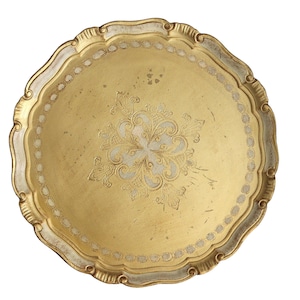 Large Round Florentine Tray, Wood - Italian Vanity Tray