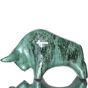 Ceramic Bull Figurine in Green - OTTO KERAMIK