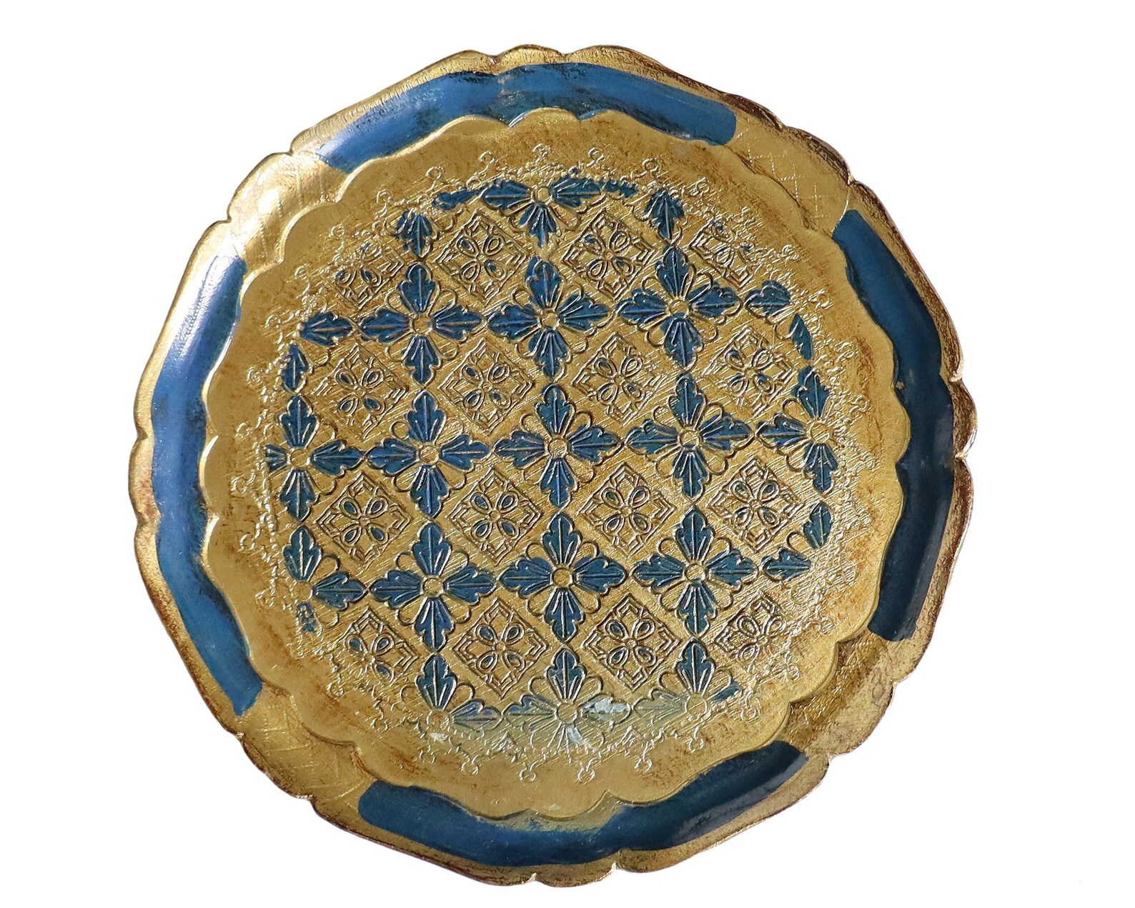Plastic Round Florentine Tray in Blue & Gold - Etsy