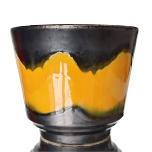 Ceramic Planter in Yellow & Metallic Grey - Cachepot - Flower Pot