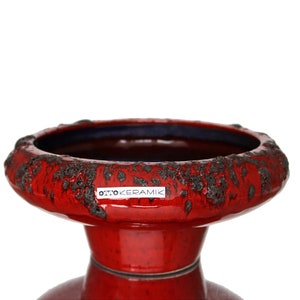 Large Ceramic Bowl in Red with Crusty Lava Glaze - OTTO KERAMIK