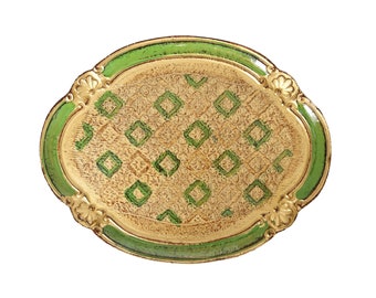 Florentiner Holztablett in Gold und Grün