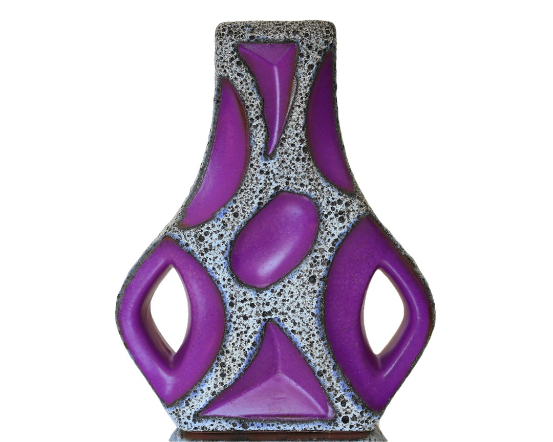 Purple ROTH Guitar Vase With Black Fat Lava Decor Model 313 Etsy
