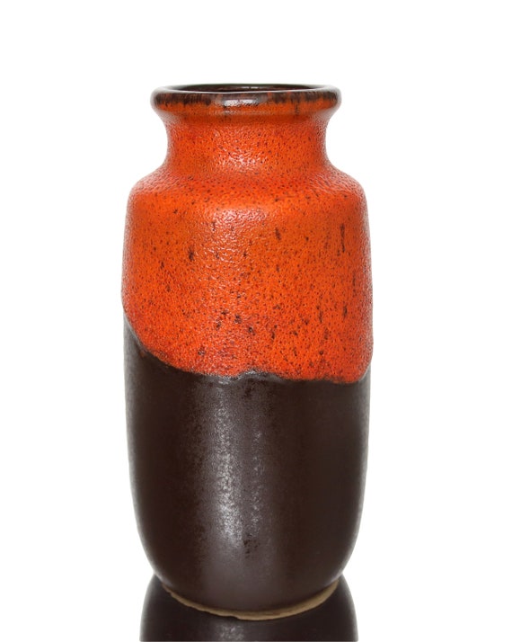 SCHEURICH Ceramic Vase With Orange Lava Glaze, Model 213-20 - Etsy