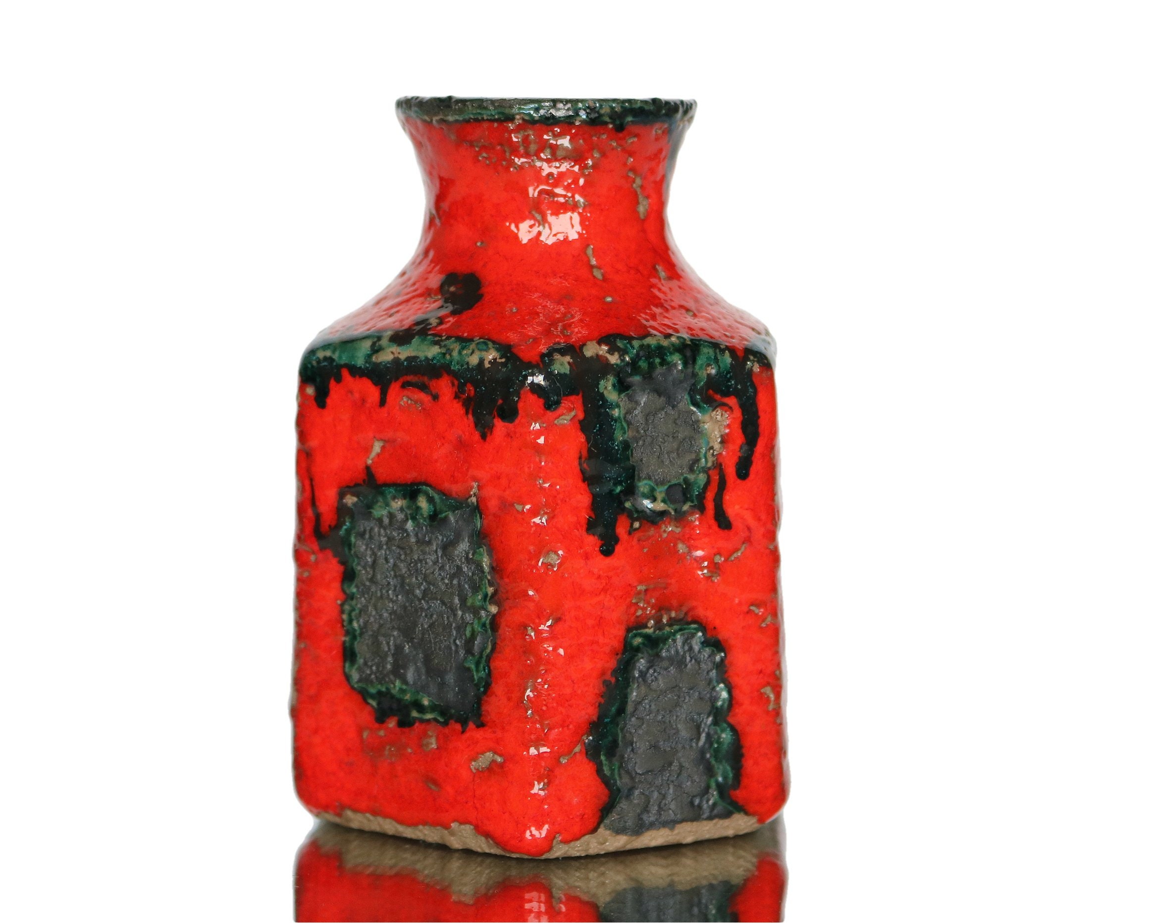 Red MAREI Ceramic Vase Black Fat Lava Glaze Model 1102 - Etsy
