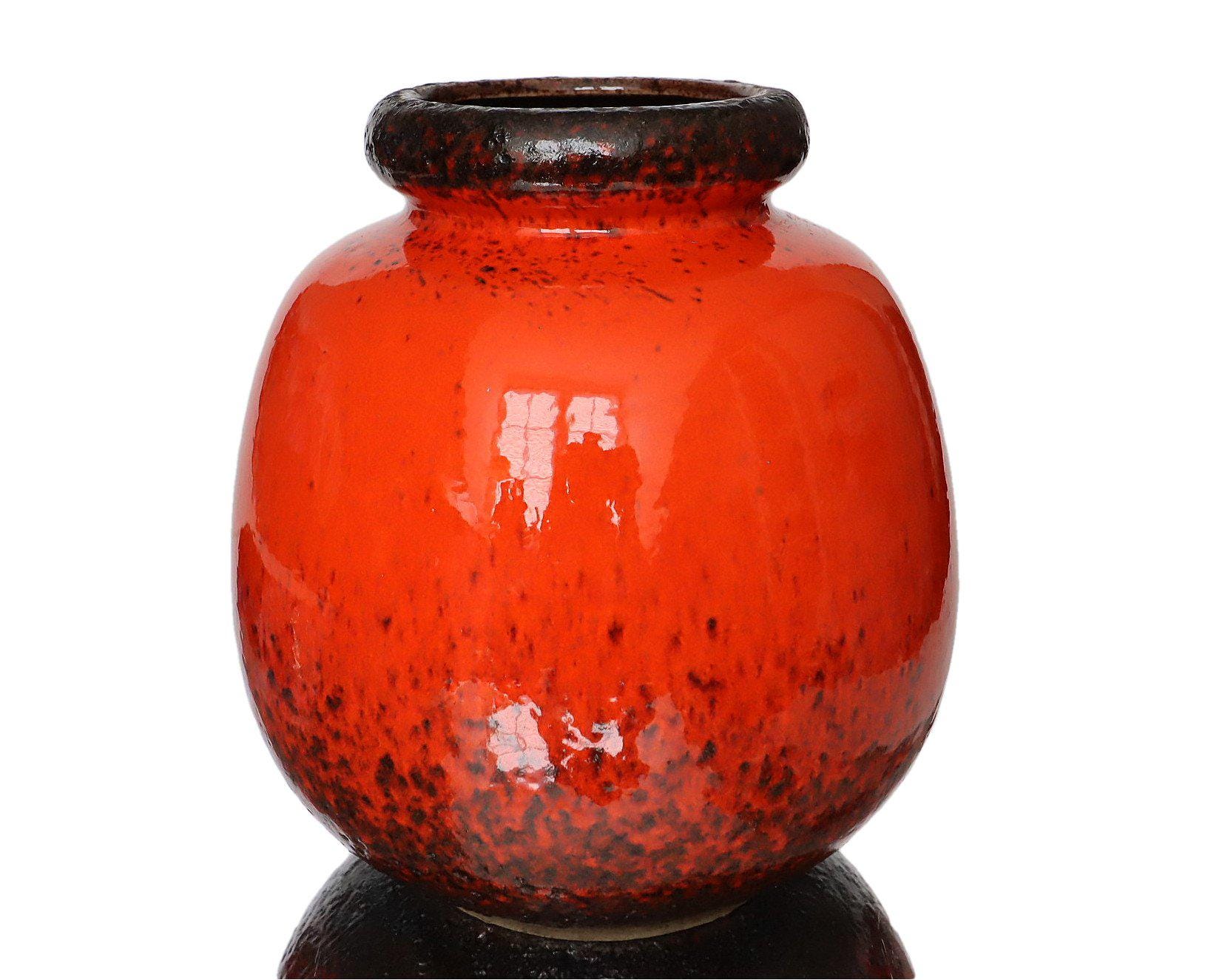 西ドイツ陶器のSCHEURICH（シェイリッヒ）赤と黒の陶器花瓶 - Etsy 日本