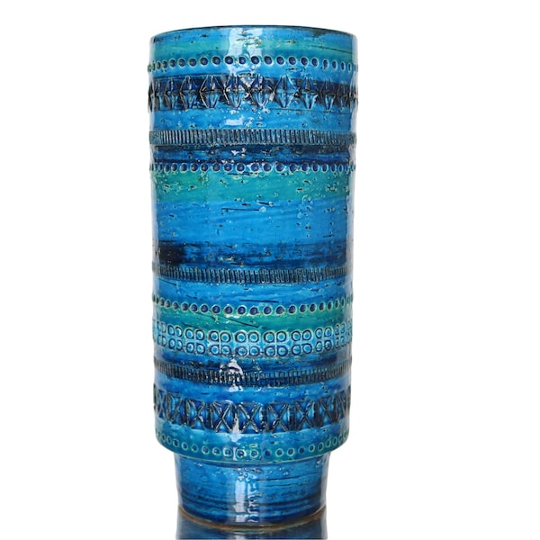 Large BITOSSI Ceramic Vase in Rimini Blue 711/25, Aldo Londi Design, Italy