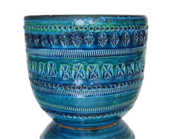 BITOSSI Ceramic Planter in Rimini Blue 701/17, Aldo Londi