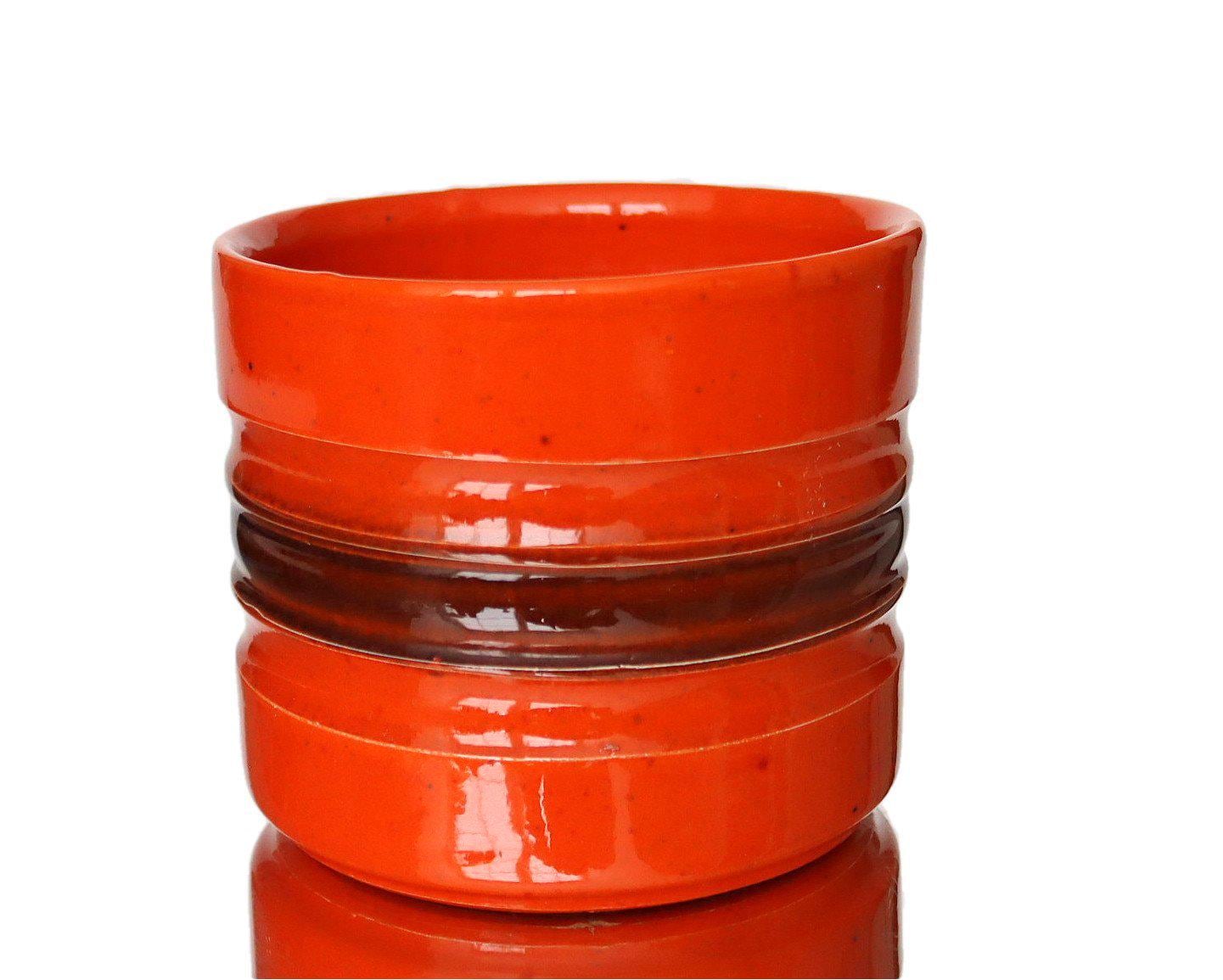 小さなオレンジ色のセラミックプランター - カシュポット - 植木鉢