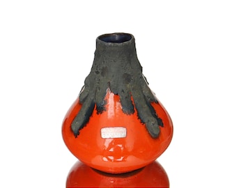 Red ROTH Banjo Vase With Black Fat Lava Decor, Model 313 - Etsy