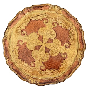 Round Wooden Florentine Tray - Handpainted
